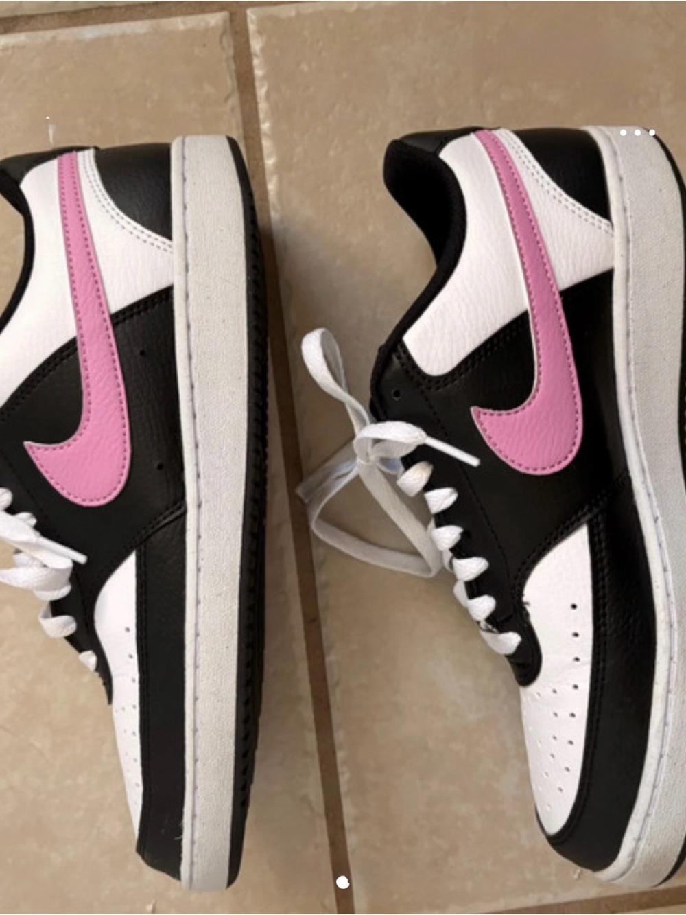 Nike Women’s Court Vision Low Black, White & Pink Swoosh